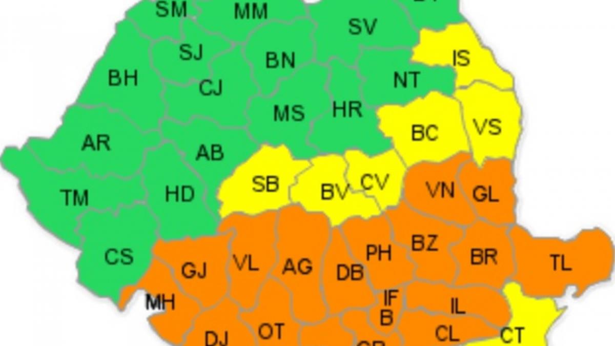 CODUL PORTOCALIU de ninsori și viscol restrâns la Capitală şi 13 judeţe