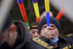 Protest al sindicaliștilor CNS Cartel Alfa la sediul Ministerului Muncii