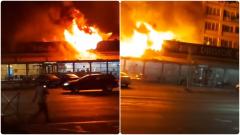 Incendiu mare la o cunoscută shaormerie din Capitală. Locatarii din două blocuri, evacuați