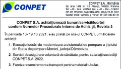 CONPET S.A. achiziționează bunuri/servicii/lucrări