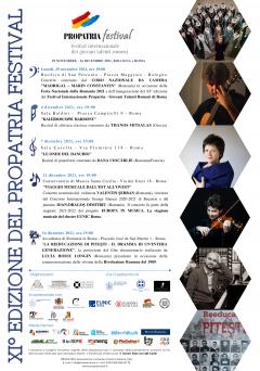 FESTIVALUL INTERNAŢIONAL PROPATRIA - TINERE TALENTE ROMÂNEȘTI  Revine cu cea de a XI-a ediție la Bologna și Roma  29 noiembrie - 16 decembrie 2021