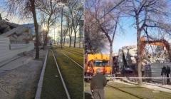 Un imobil din Capitală s-a PRĂBUȘIT pe șina de tramvai. Circulație blocată