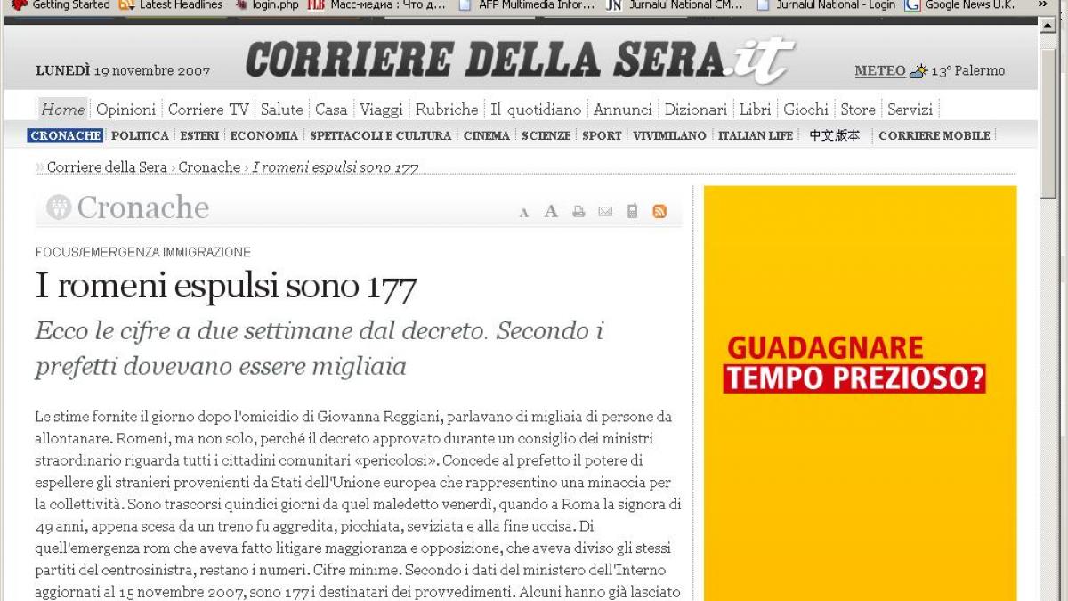 Val de romăni expulzaţi din Italia