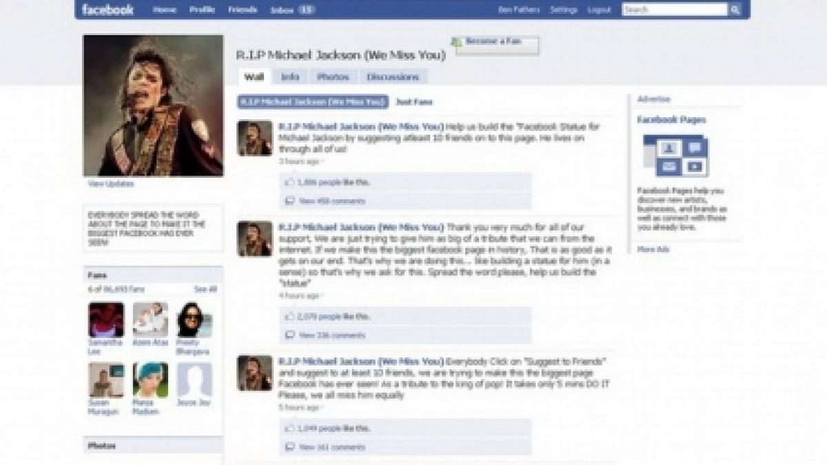 Michael Jackson, regele reţelei Facebook