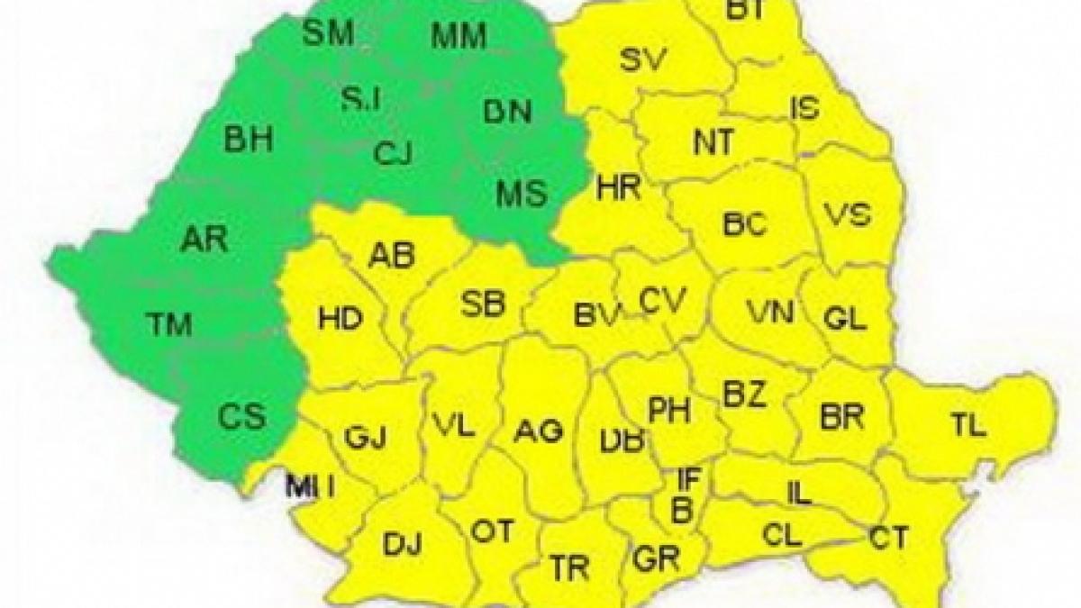 Avertizarea cod galben de ploi, actualizată. Nord-vestul ţării iese de sub incidenţa codului