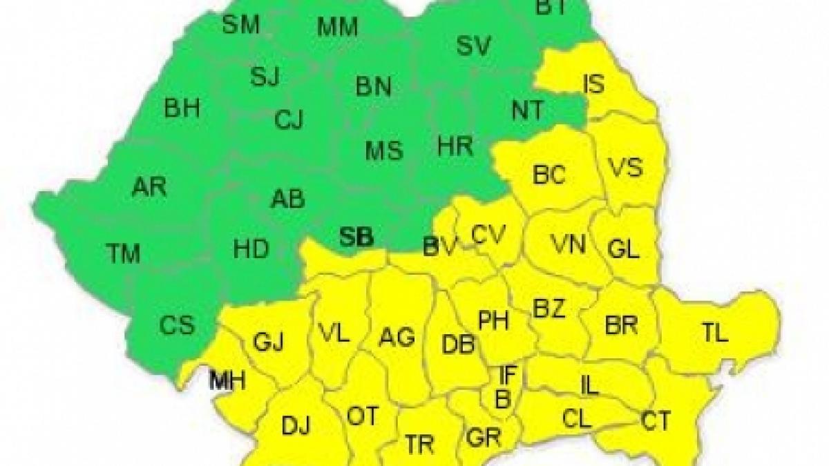Codul Galben, actualizat: Şapte judeţe au ieşit de sub atenţionare