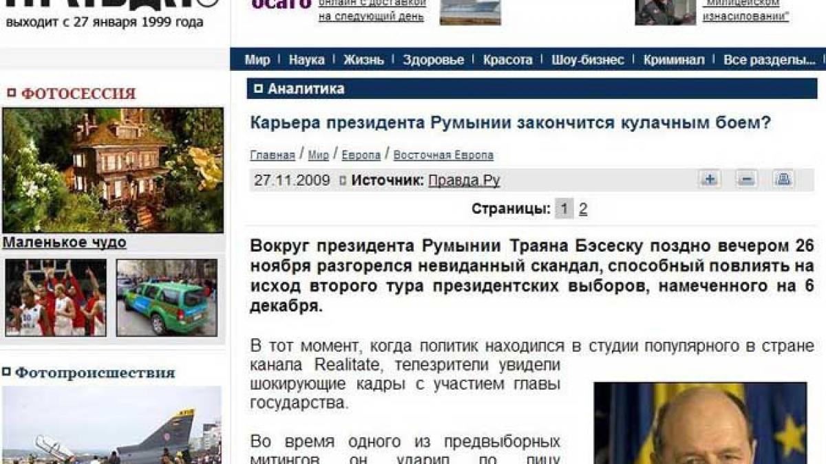 Presa rusă îl vede pe Băsescu pe ringul de box
