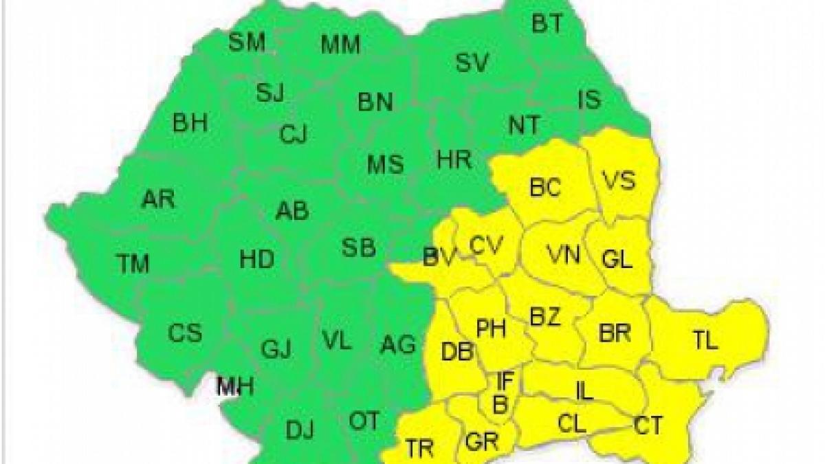Cod galben de ninsori pentru sud-estul ţării