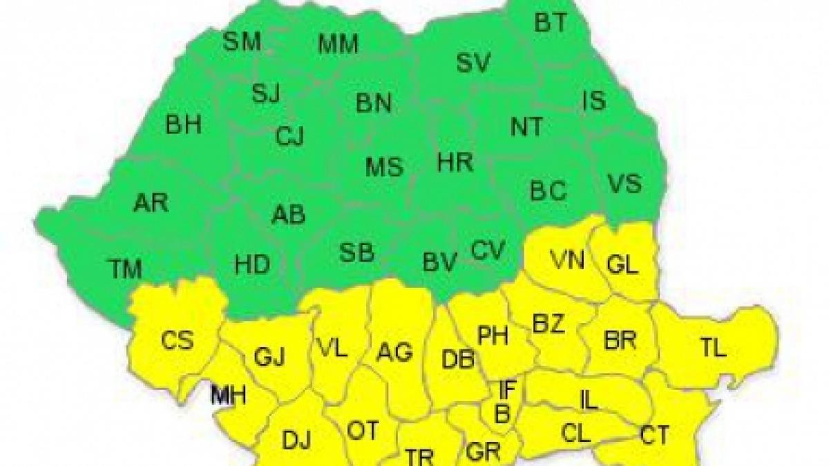 Cod galben de ninsori şi viscol pentru jumătatea de sud a ţării
