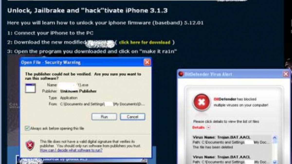 Un virus mascat sub “deblocare de iPhone”