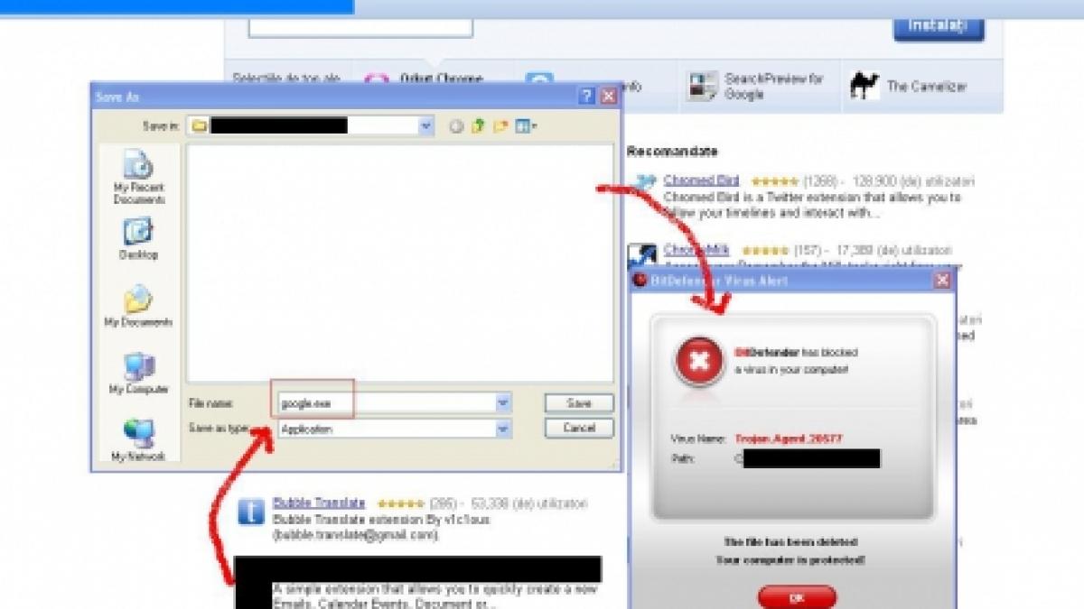 O falsă extensie Google Chrome virusează computerul