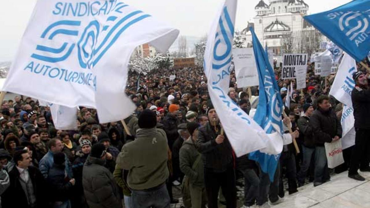 Miting împotriva Guvernului al Sindicatului de la Dacia