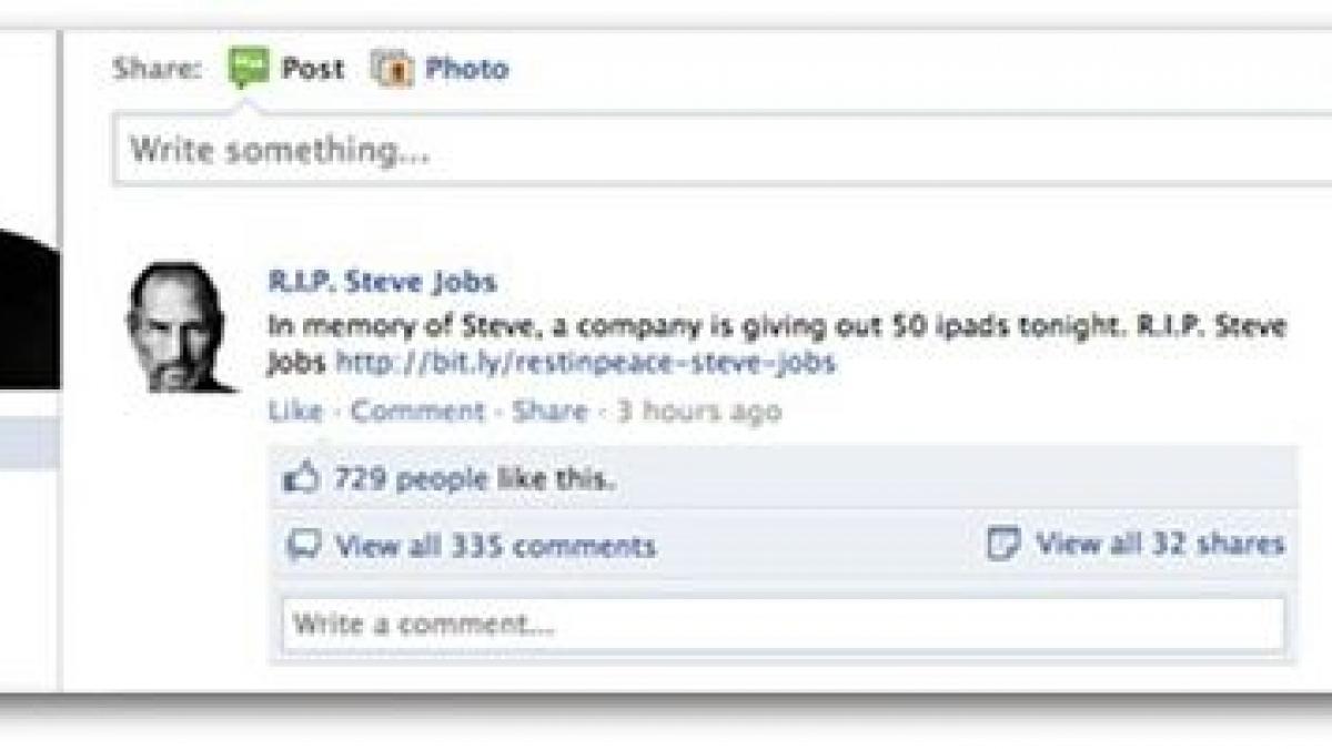 Au apărut deja escrocherii pe Facebook, care exploatează moartea lui Steve Jobs
