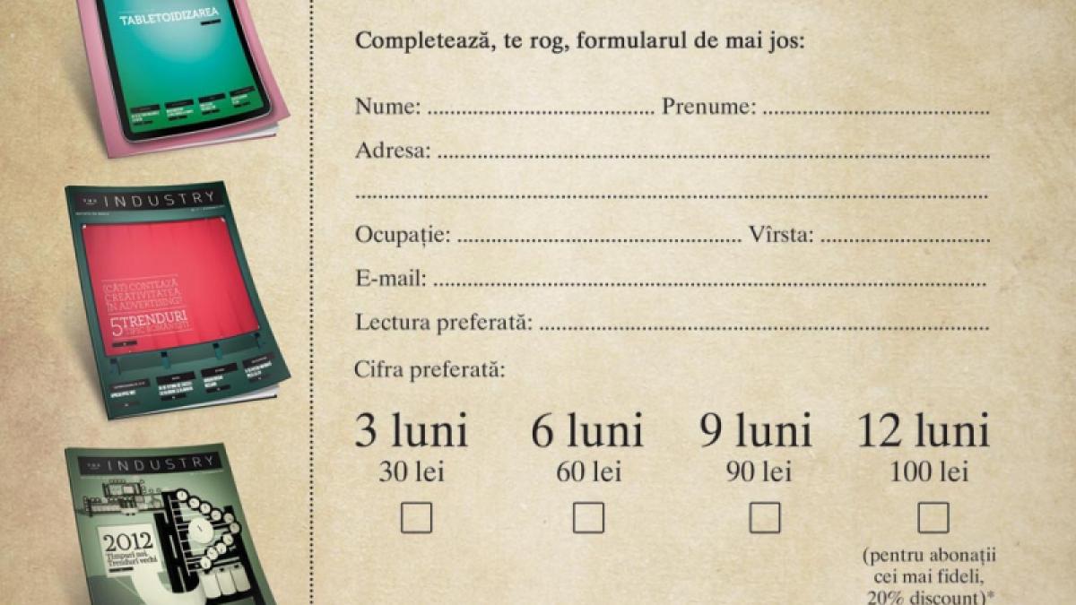 Din martie, cititorii The Industry îşi pot face abonament la revistă