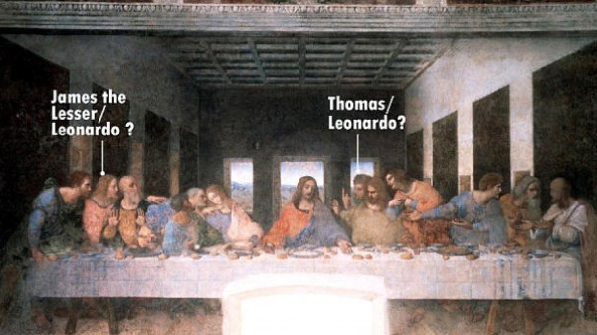 Leonardo da Vinci apare în "Cina cea de Taină". Artistul s-a identificat cu doi apostoli
