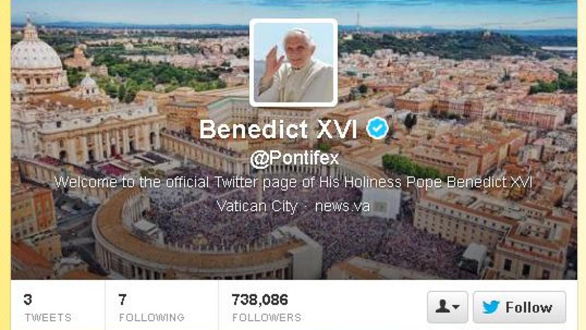 Papa Benedict al XVI-lea a postat primul său mesaj pe Twitter
