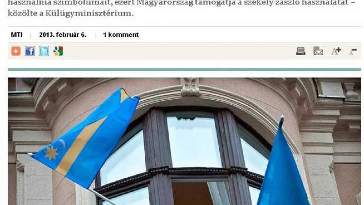 Comunicat MAE ungar: “Ungaria sprijină folosirea steagului secuiesc”!