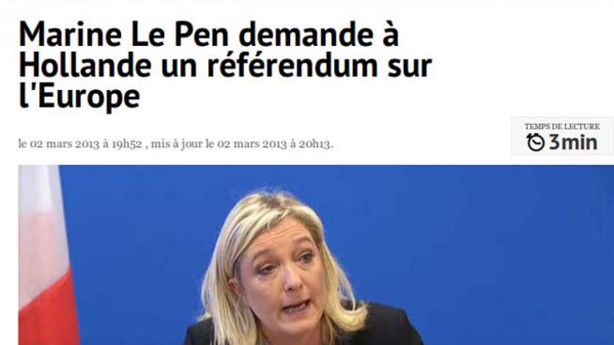 Marine Le Pen vrea referendum pentru scoaterea Franţei din UE!
