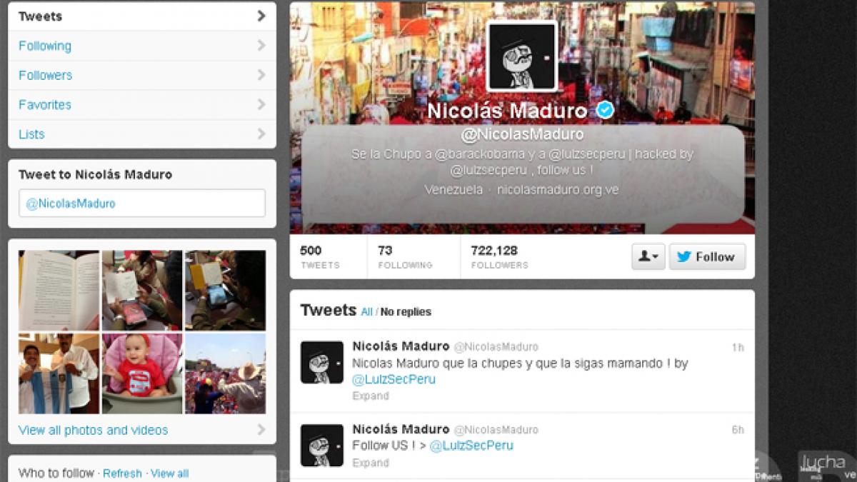Contul de Twitter al lui Maduro şi site-ul Partidului Socialist Unificat piratate de hackeri