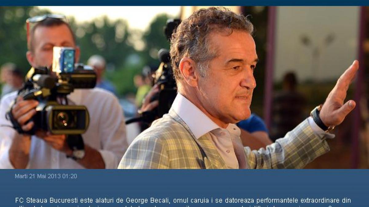 "Dreptate pentru George Becali!" Citeşte comunicatul FC Steaua