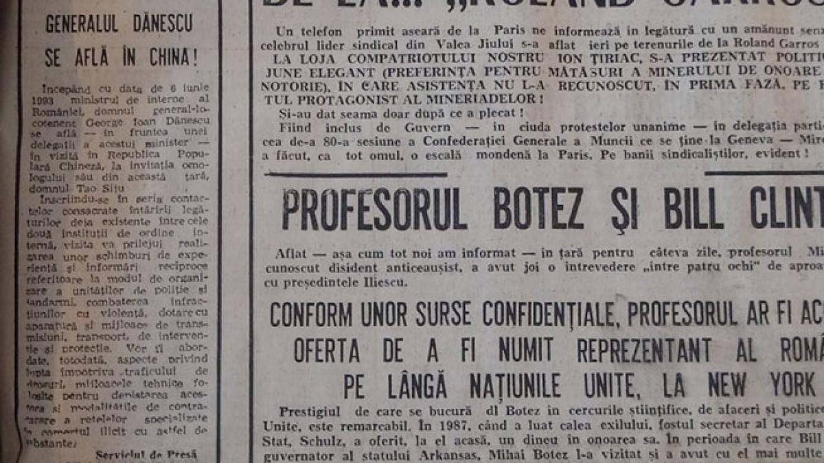 Cele mai savuroase articole apărute în 7 iunie 1993 în câteva cotidiene bucureştene