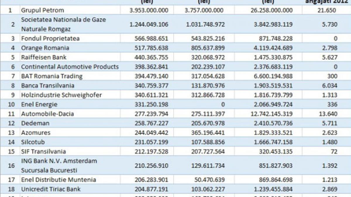 Top: cele mai profitabile 80 de companii din România