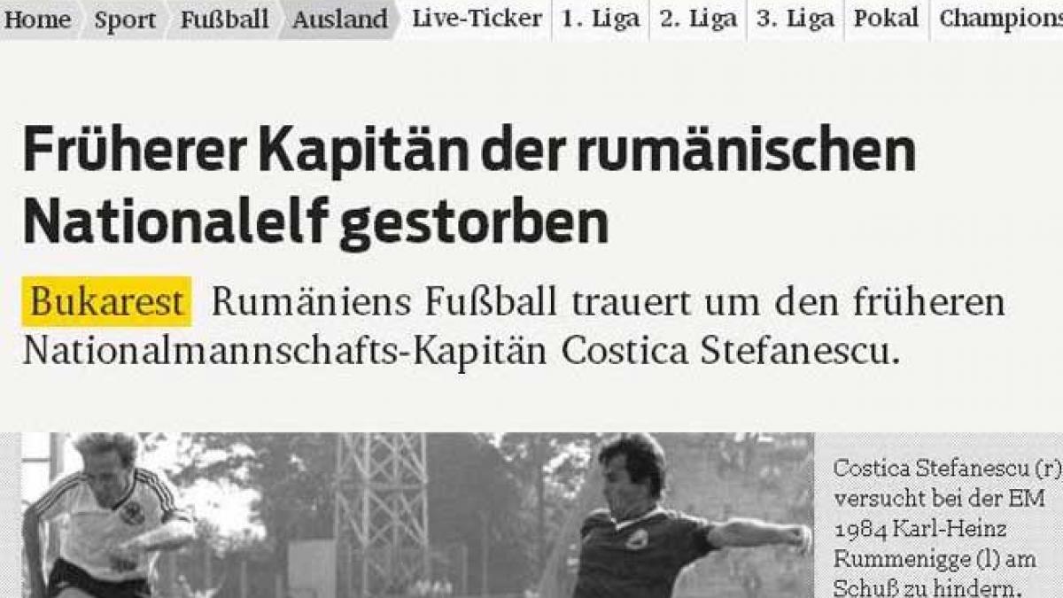 Fotbalul românesc este în doliu. România îşi plânge căpitanul, scrie presa străină