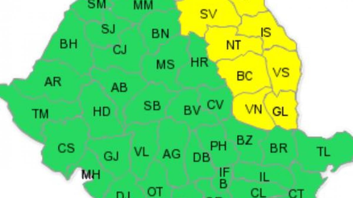 COD GALBEN de ploi în estul, sudul şi centrul ţării. În Moldova cantităţile de apă vor depăşi local 25 l/mp