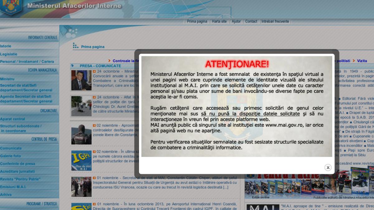  Site-ul Ministerului de Interne, clonat!