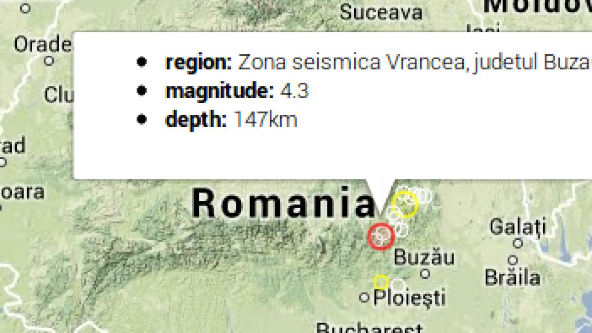 Cutremur de 4,3 grade Richter în zona Vrancea