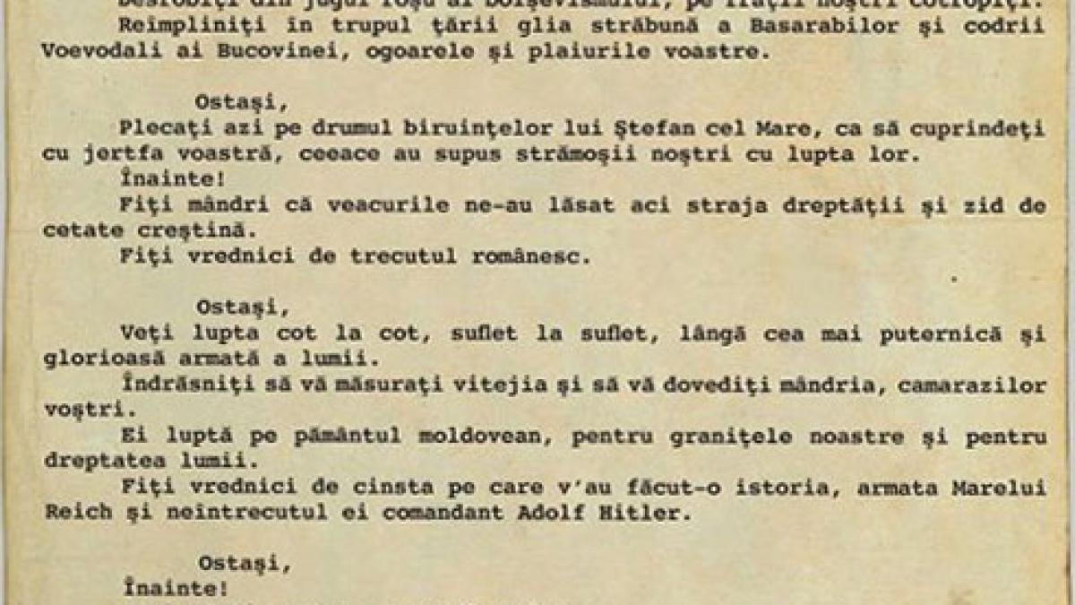 73 de ani de la intrarea în război cu Rusia. Antonescu: "Ostaşi, vă ordon: Treceţi Prutul!"