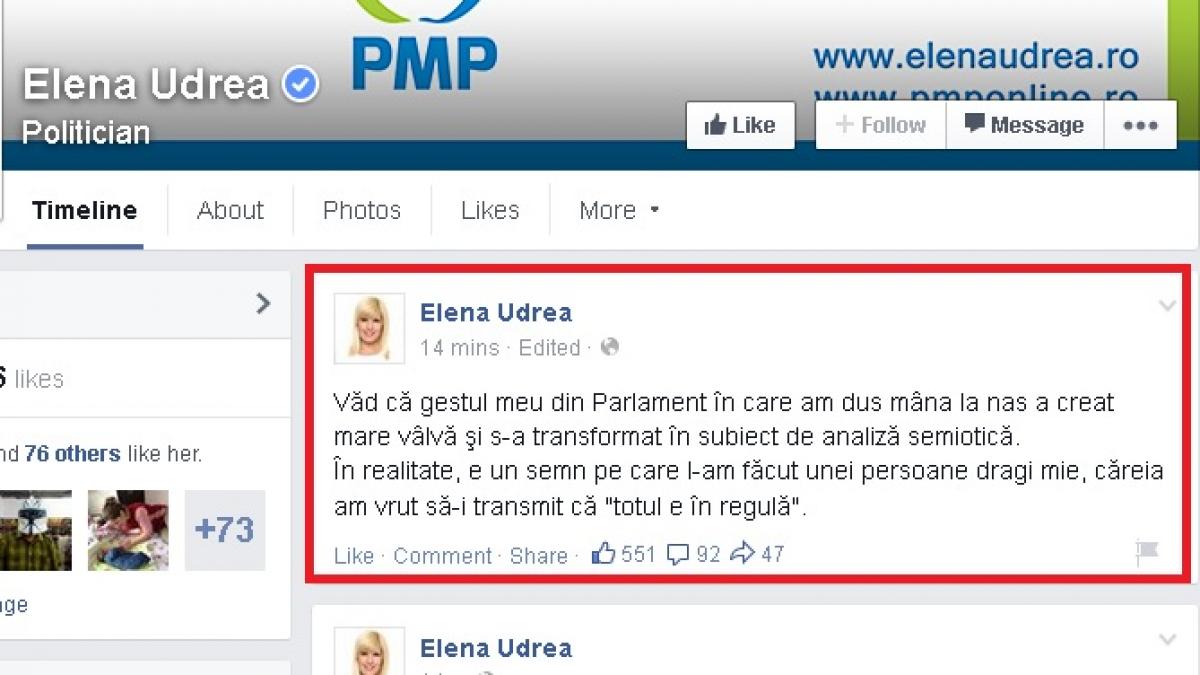 Elena Udrea RECUNOAȘTE gestul INTERLOP, pe Facebook: "Am vrut să-i transmit că..."