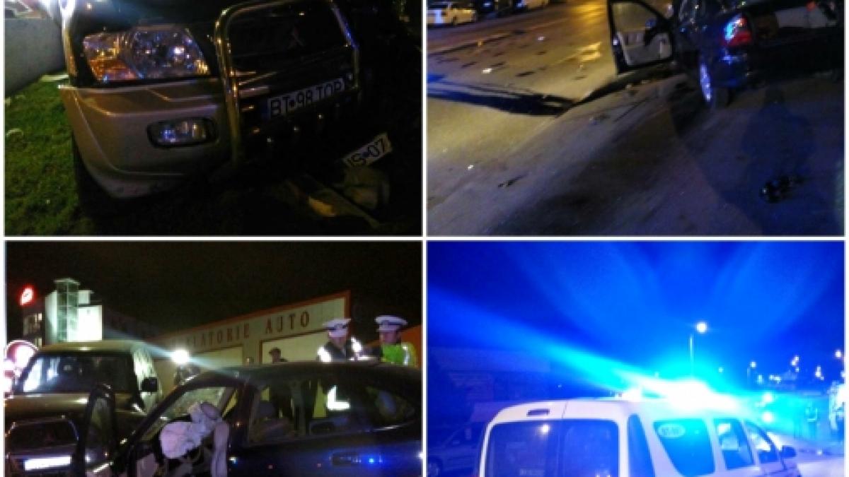 Accident spectaculos la Botoşani! Doi răniţi şi cinci maşini avariate