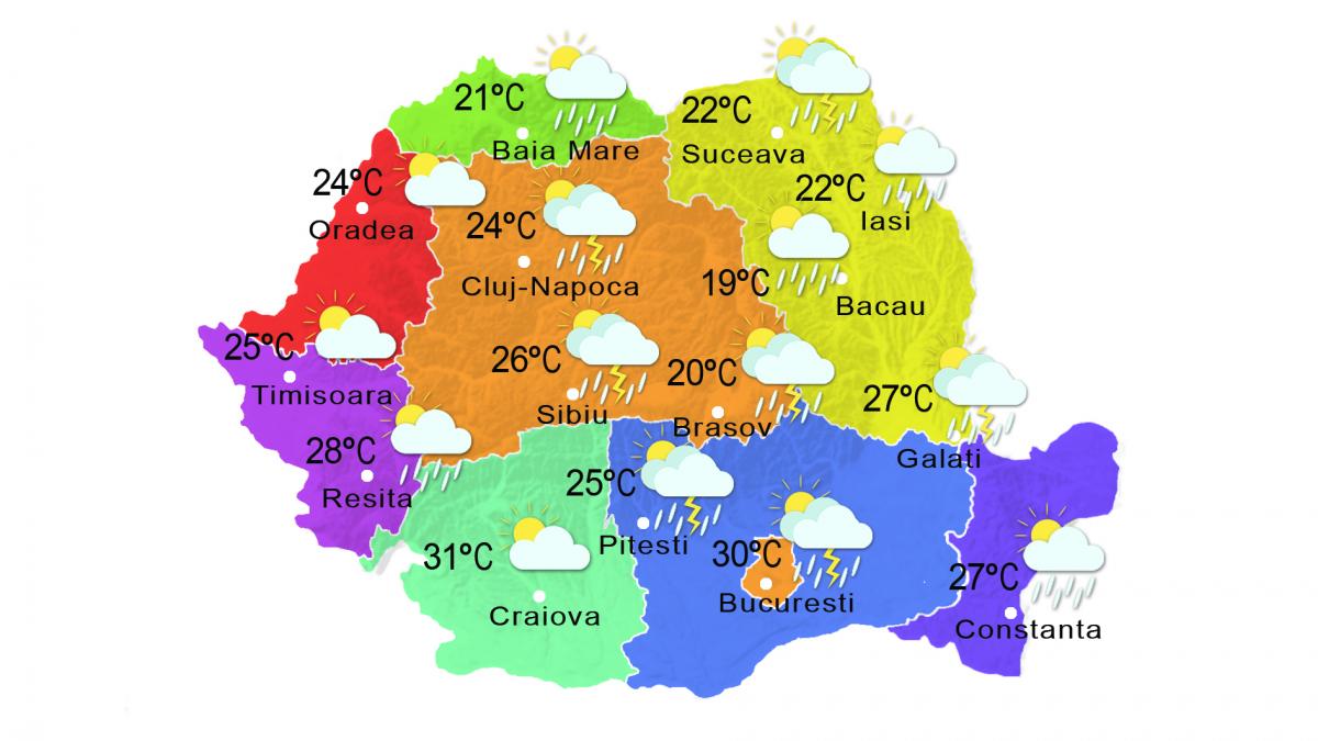 Prognoza METEO 17 iunie. Cod galben de ploi