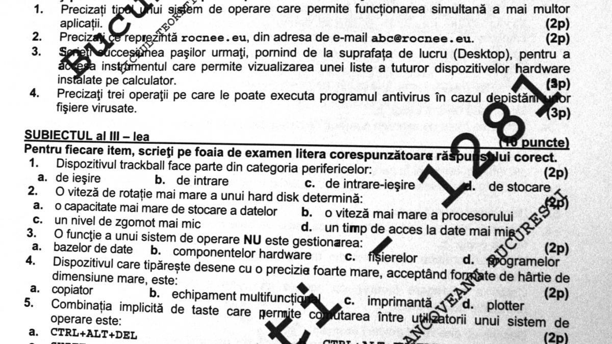 BACALAUREAT 2015. Model de test pentru evaluarea competențelor digitale