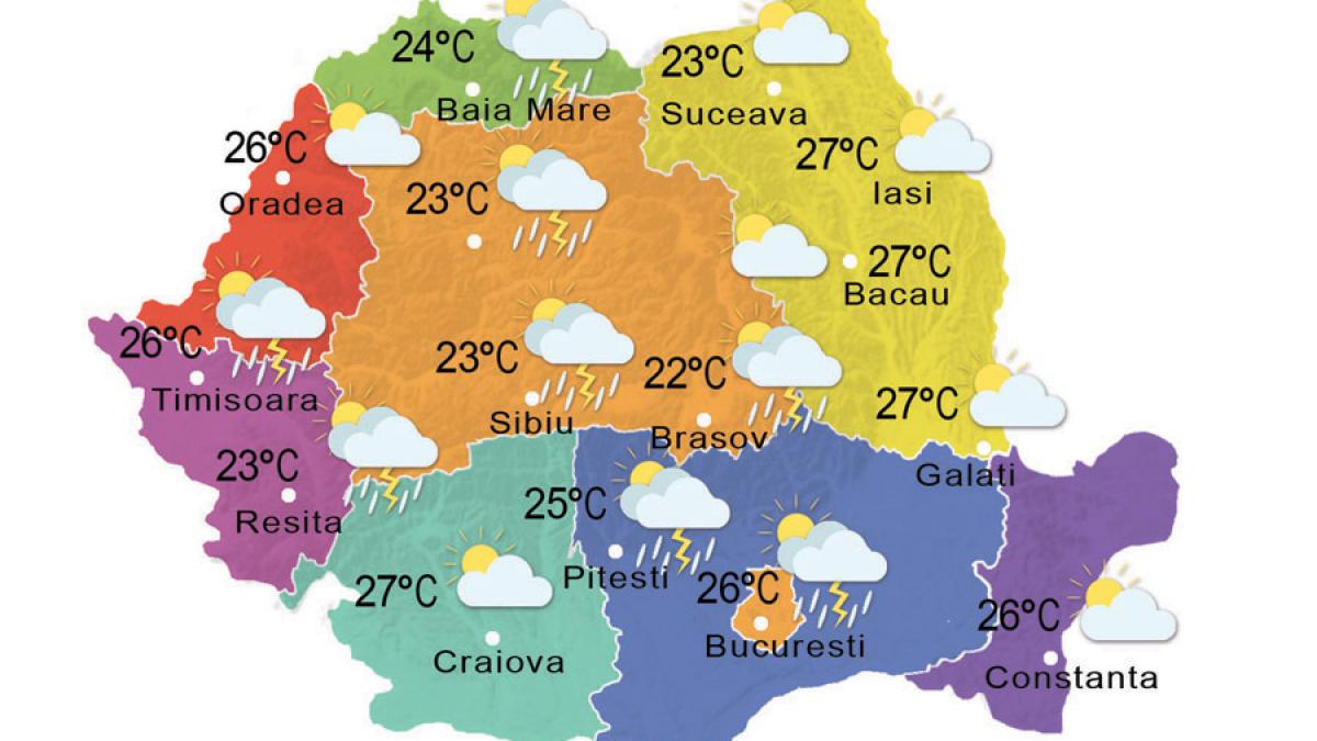 Prognoza meteo pentru următoarele trei zile