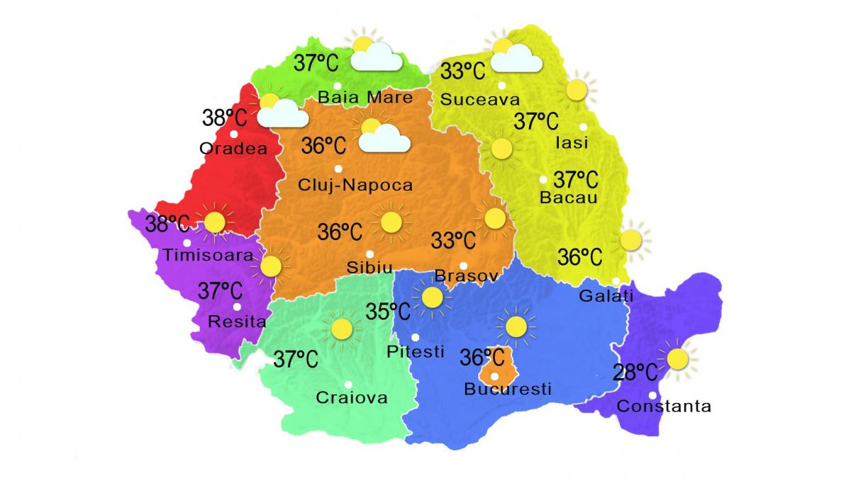Prognoza METEO 24 iulie . Cod galben de caniculă