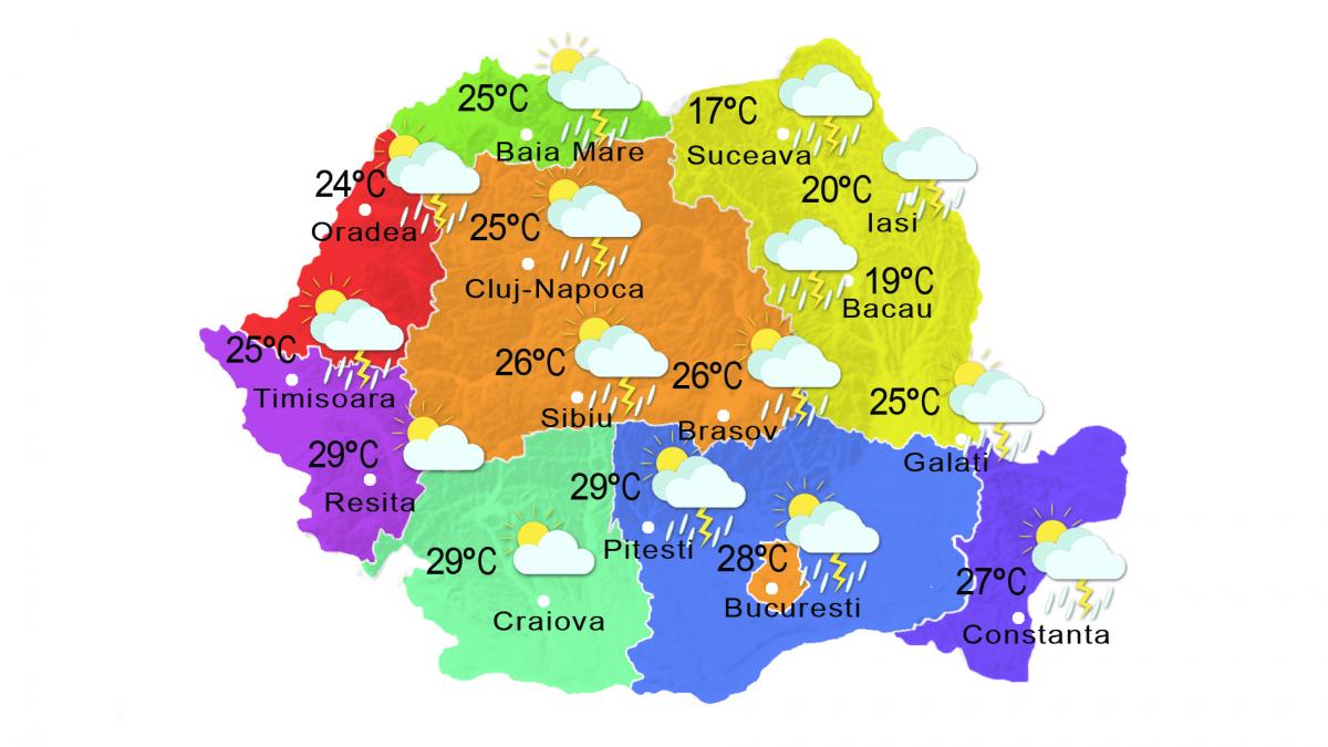Prognoza METEO 18 august. Cod galben de ploi