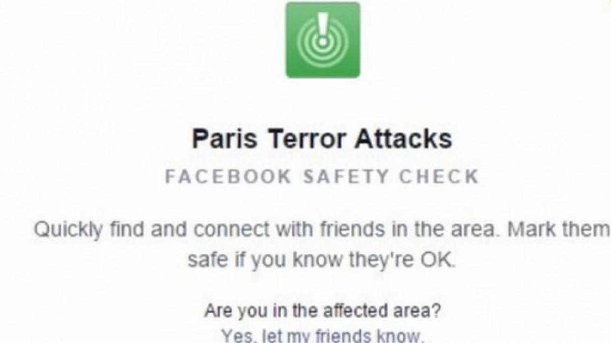 ATENTATE LA PARIS. Facebook a lansat serviciul "Safety Check" prin care utilizatorii pot anunţa că sunt bine