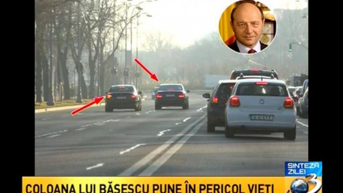 Coloana oficială a lui Traian Băsescu pune vieți în pericol, circulând pe contrasens (VIDEO)