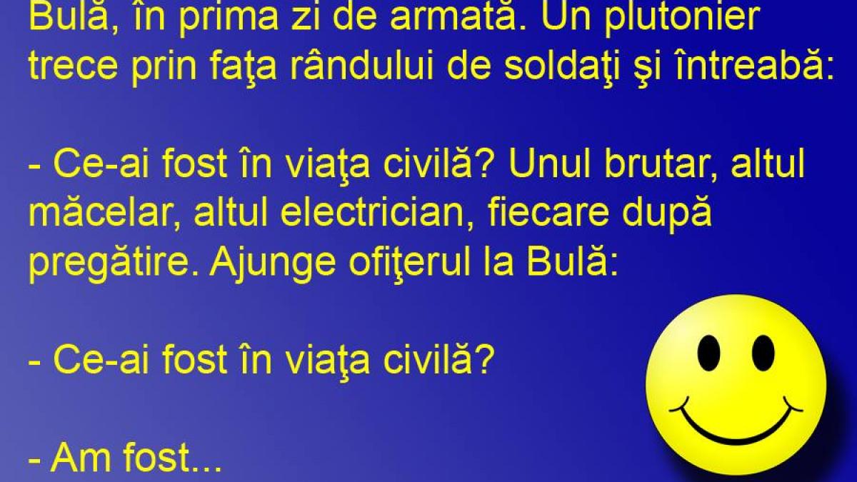 BANCUL ZILEI: Bulă, trist, în prima zi de armată...