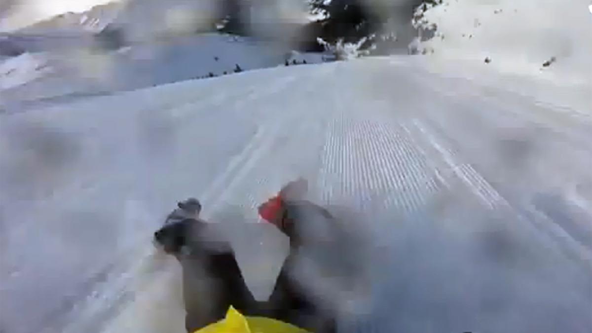 video momentele terifiante in care un schior aluneca necotrolat cu 80 km h