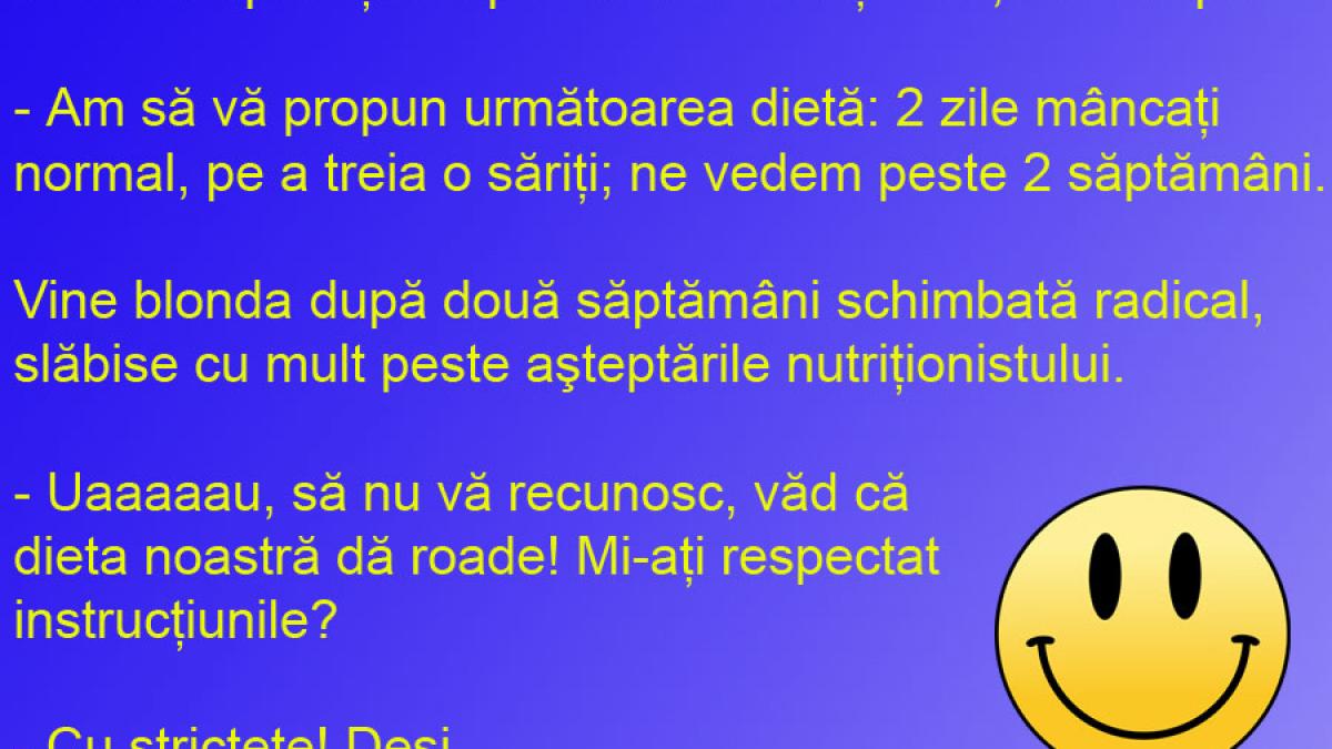 BANCUL ZILEI: Dieta perfectă pentru blonda plinuţă