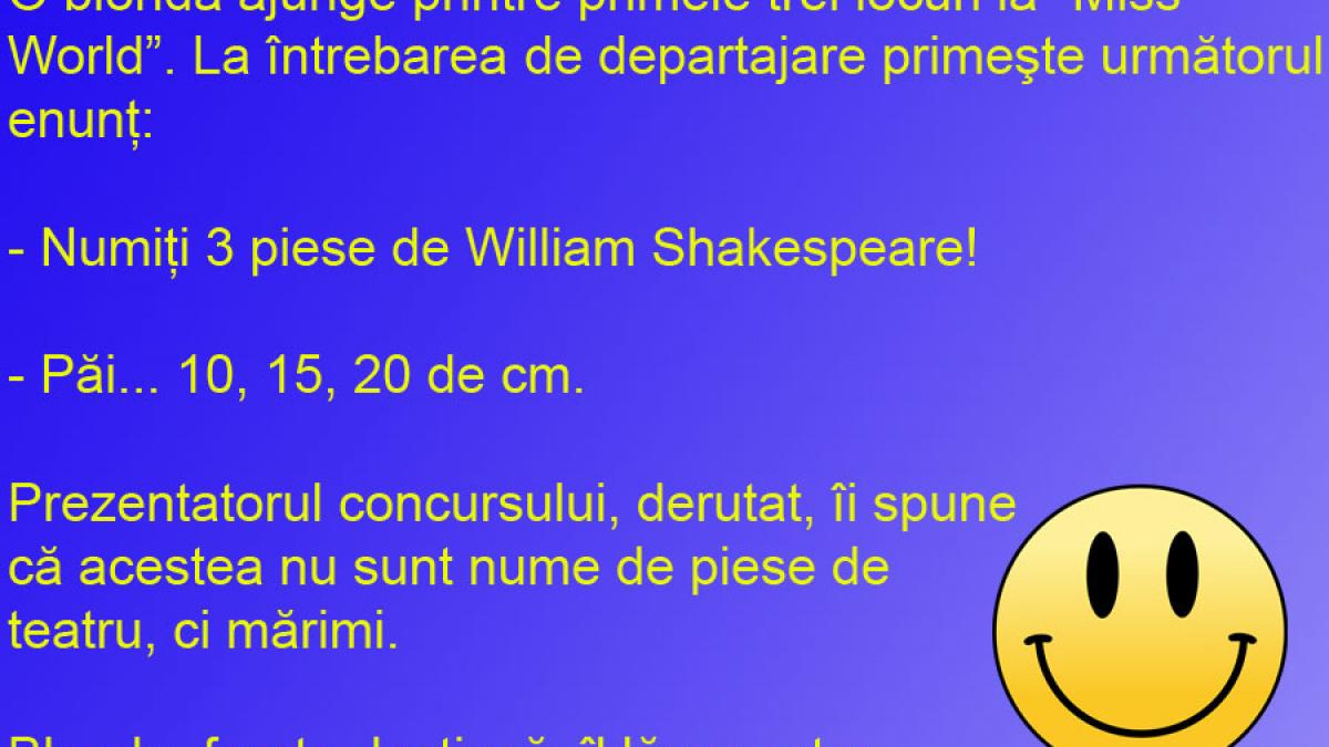 BANCUL ZILEI: A fi sau a nu fi... blondă la un concurs de Miss!