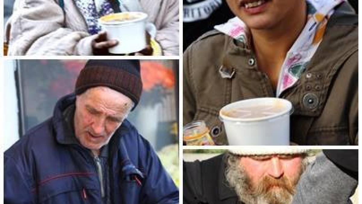 Mâncare caldă și haine groase pentru oamenii străzii