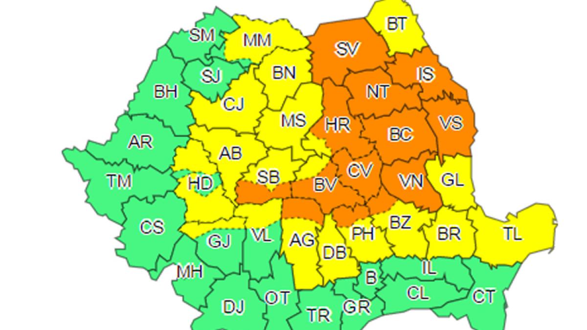 Avertizare meteo - COD PORTOCALIU de ninsori în Moldova 