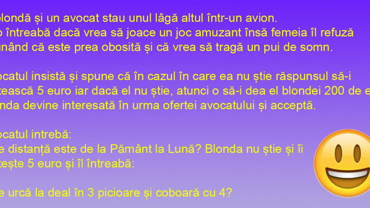 Bancul Zilei - De ziua internațională a blondelor un banc cu .... o blondă și un avocat