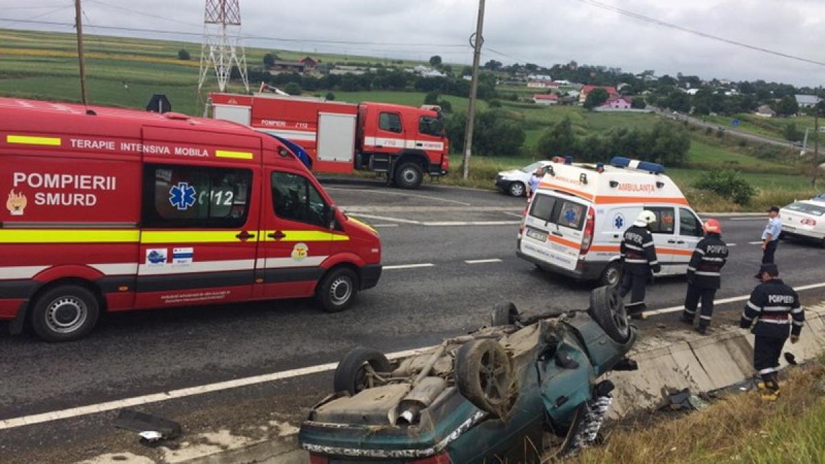 Accident în Botoșani. Un șofer s-a rostogolit cu mașina din cauza vitezei