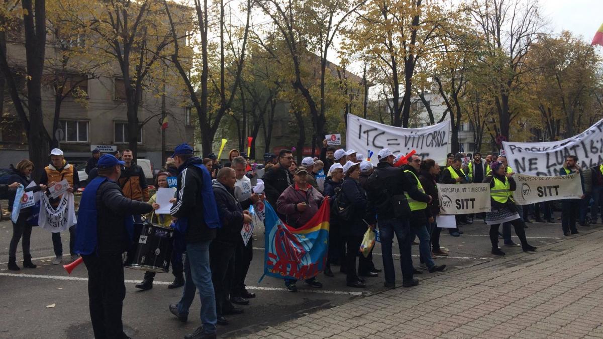Protest de amploare a sindicatului BNS, în Timișoara, față de modificările Codului fiscal