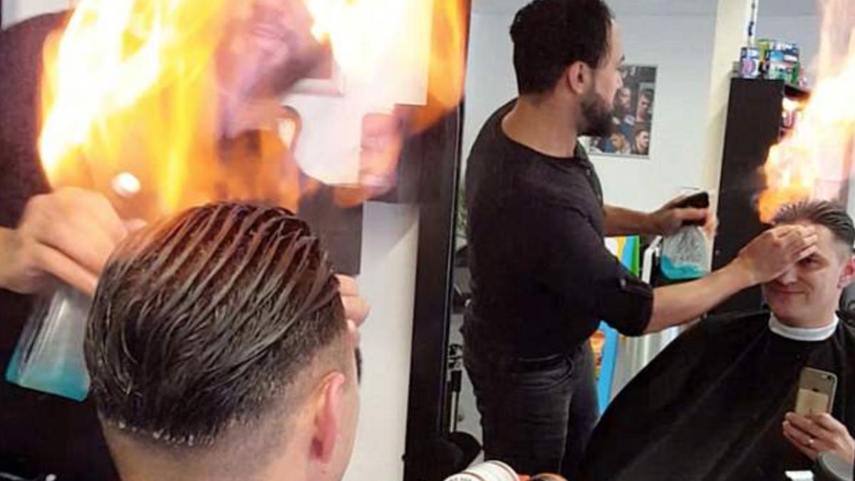 incredibil i a incendiat parul pentru a l tunde